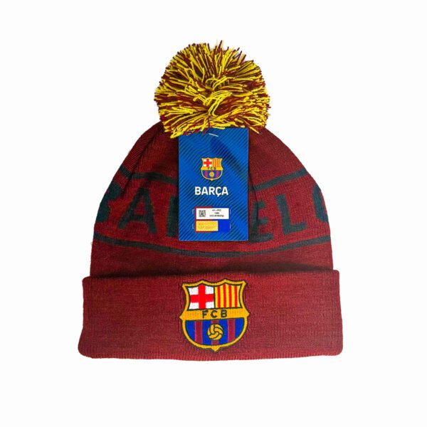 czapka fc barcelona z pomponem bordowa 1