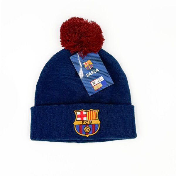 czapka fc barcelona z pomponem granatowo bordowa 1