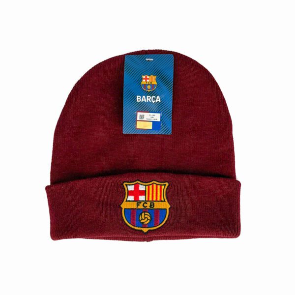 czapka fc barcelona z wywinieciem bordowa